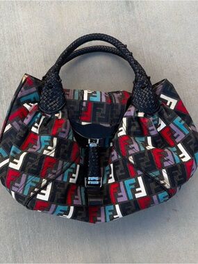 Fendi Spy Multicolor FF Logo Canvas Top-Handle Bag